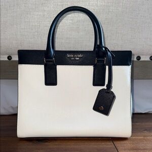 Kate Spade Black and White Satchel with Structured Design